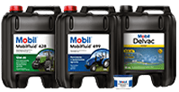 Três óleos Mobil para motor de máquinas agrícolas