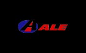 Logo da ALE, marca parceira da Mobil, com símbolo azul e vermelho e nome da marca em destaque.