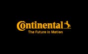 Logo da Continental, marca parceira da Mobil, com nome da marca em amarelo sobre a frase The Future in Motion.